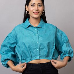 PROBASIC Print Puff Sleeve Cotton Crop Top-picture-25