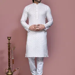 RANAK Men Printed Regular Pure Cotton Kurta with Pyjamas-40