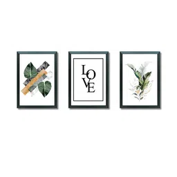Aisha Decorz Black Set of 3 Piece Wood Floral And Botanical Wall Photographs-picture-7