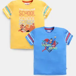 Here&Now X Game Begins Boys Cotton Set of 2 Superhero & Humour Printed T-shirt-image-19