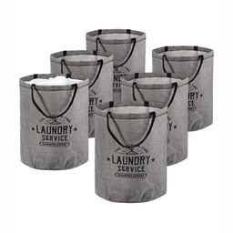 Aura 6Pcs Grey & Black Printed Foldable Laundry Bag With Handle-28