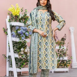 Anouk Women Printed Regular Kurta with Trousers & With Dupatta image 4