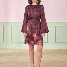 AND Women Abstract Printed Flared Sleeves A-Line Dress-picture-21