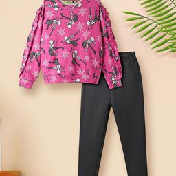 Tiara Girls Printed Pure Cotton Sweatshirt With Legging-image-119