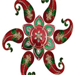 Kala Samarpan Red & Green Meenakari Rangoli Centerpiece-image-0