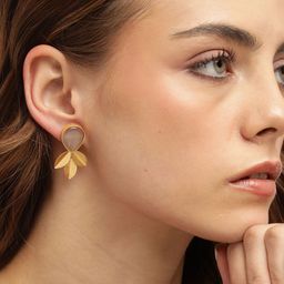 Anouk Gold Plated Beaded Teardrop Shaped Drop Earrings-17