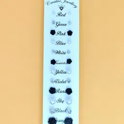 Honbon Set of 12 & Multi Plastic Artificial Stones & Beads Earrings-picture-35