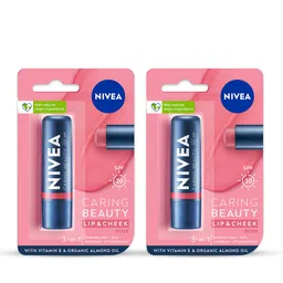 Nivea Set Of 2 Caring Beauty SPF 30 Lip & Cheek Tint With Vitamin E 4.8g Each - Rose-36