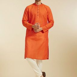 Diwas by Manyavar Geometric Woven Design Pure Cotton Jacquard Straight Kurta With Pyjamas-image-51
