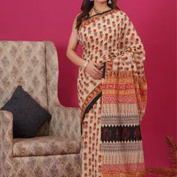 Shivanya Handicrafts Floral Pure Cotton Block Print Saree-image-72