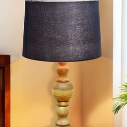 Homesake Grey Wood Bell Shaped Table Lamp with Bulb-image-6