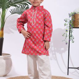 Cutiekins Boys Floral Printed Regular Kurta with Pyjamas-picture-11