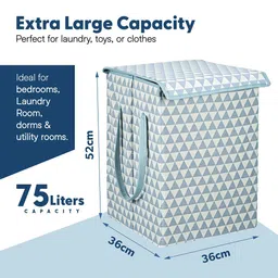 Kuber Industries 2-Pcs Grey Triangular Printed Foldable LaundryBag75L image 2