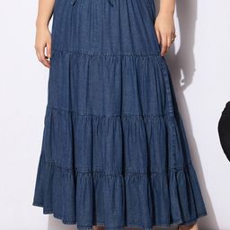 SASSAFRAS Curve Pure Cotton Front Drawstring Tired Skirt-57