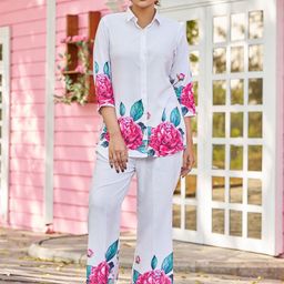 CORSICA Printed Shirt & Trousers Co-Ord Set-image-79