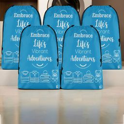 Aura Blue 5 Pieces Printed Foldable Water Resistant Multi-Utility Laundry Bags-21