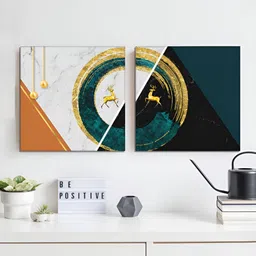 RANDOM White & Orange 2 Piece Birds and Animals Canvas Wall Paintings-image-31