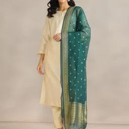 Fabindia Geometric Woven Design Cotton Silk Dupatta-42
