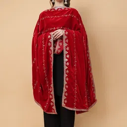 Moda Chales Embroidered Velvet Dupatta with Mirror Work-picture-12