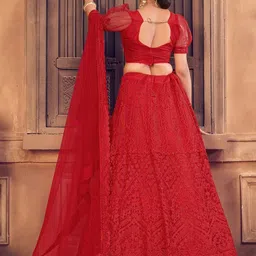 Warthy Ent Embroidered Thread Work Semi-Stitched Lehenga & Unstitched Blouse With Dupatta image 5