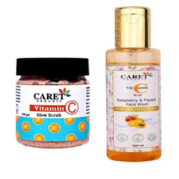 CARET ORGANIC Vitamin C Glow Scrub - 100 g With Vitamin C, Raspberry Face Wash - 100 ml image 2