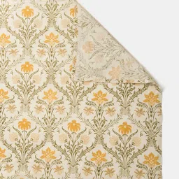 Fabindia Yellow & White Floral Printed Cotton 120 TC Single Bedsheet with 1 Pillow Cover-picture-1