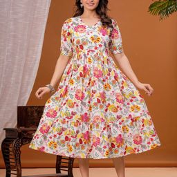 Nevisha Style Women Floral Printed Thread Work Floral Maternity Anarkali Kurta-image-84