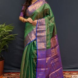 DIVASTRI Woven Design Zari Silk Blend Kanjeevaram Saree-image-82