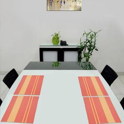 Saral Home 4Pcs Orange & Beige Textured Table Placemats-35