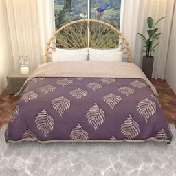 Kuber Industries Purple & Beige Floral Microfiber AC Room 210 GSM Double Bed Comforter-image-86
