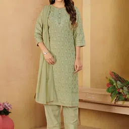 Laxmipati Women Ethnic Motifs Printed Regular Kurta Trousers With Dupatta-8
