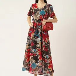 DressBerry Women Abstract Print A-Line Maxi Dress-image-22