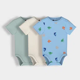 Orange Sugar Infants Pack Of 3 Printed Cotton Bodysuits-25