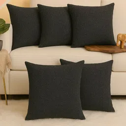 STITCHNEST Black Set of 5 Square Cushion Covers-image-7