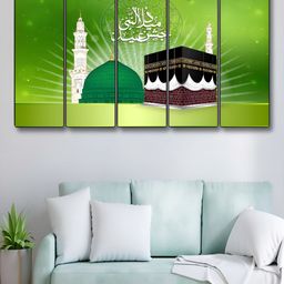 SAF Green & White 5 Pieces Wooden Other Wall Art-image-18
