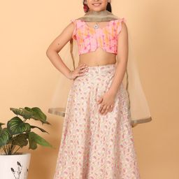 Ethnovog Girls Printed Ready to Wear Lehenga & Blouse With Dupatta-picture-13