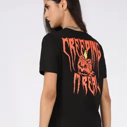 De Moza Typography Printed Cotton Regular Top-image-56