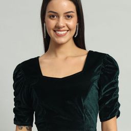 VAARARO Velvet Solid Blouson Party Crop Top-picture-15