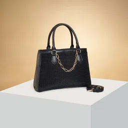 Forever Glam by Pantaloons Colourblocked PU Swagger Handheld Bag with Cut Work-23
