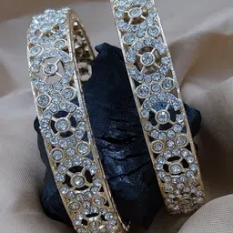 AARNAA Set Of 2 Gold-Plated Stone-Studded Bangles-16