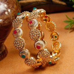 YouBella Set Of 2 Gold-Plated Stone-Studded Bangles-image-59