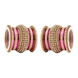 leshya Set Of 46 Brass Plated Stone-Studded Bangles-20