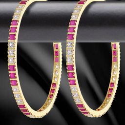 YouBella Set of 2 Magenta Gold-Plated Stone-Studded Bangles-21