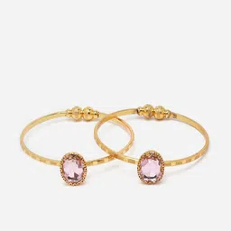 Anouk Pink Set Of 2 Gold-Plated Cubic Zirconia Studded Bangles image 1