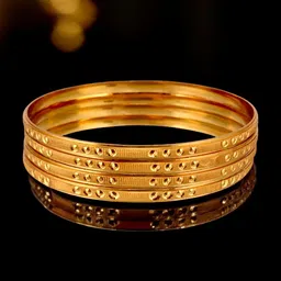LUCKY JEWELLERY Set Of 4 18K One Gold-Plated Bangles-57
