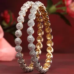 Kennice Set Of 2 24 CT Gold-Plated AD Studded Bangles-image-1