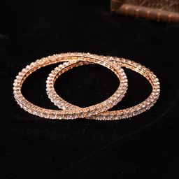 justpeachy Rose Gold-Plated American Diamond Studded Bangles-image-56