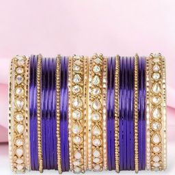 leshya Set Of 32 Brass-Plated Stone Studded Bangles-image-8