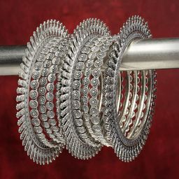 NVR Set of 12 German Silver Oxidised Bangles-image-83