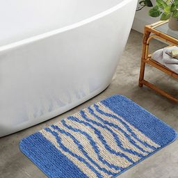 OBSESSIONS Blue Striped 1400GSM Anti-Skid Bath Rug-52